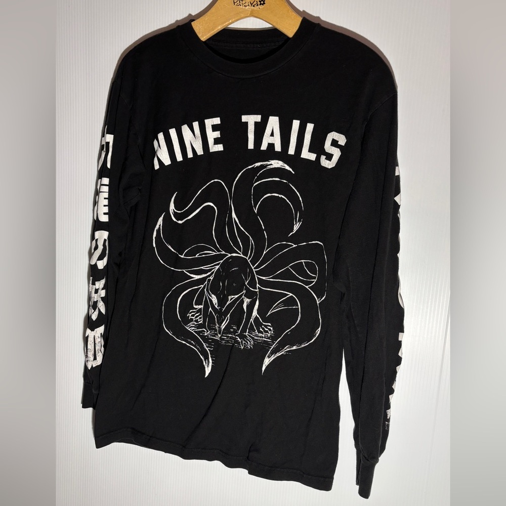 Black Nine Tails Graphic Long Sleeve Shirt size small